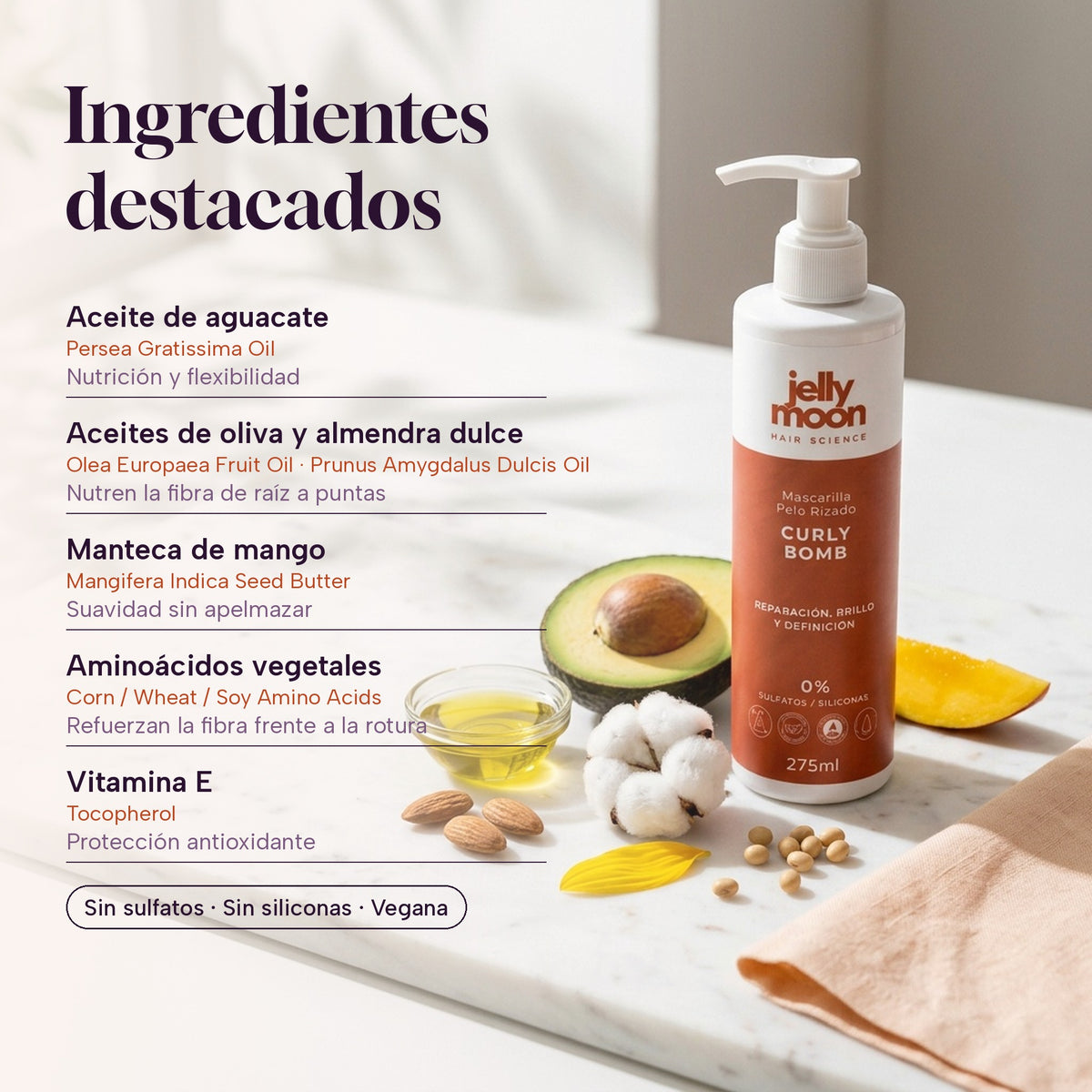 CurlyBomb: ingredientes destacados con INCI