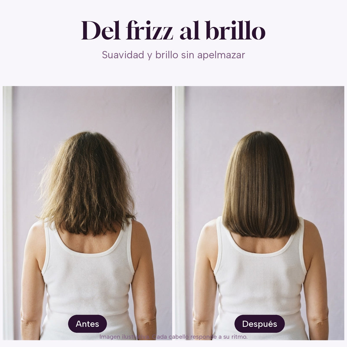 Del frizz al brillo: antes y después (imagen ilustrativa)