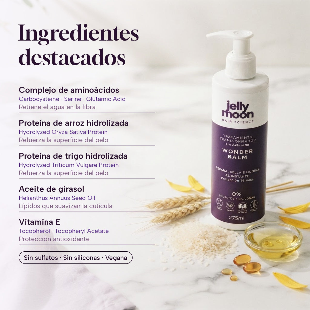 Ingredientes destacados de WonderBalm con su INCI